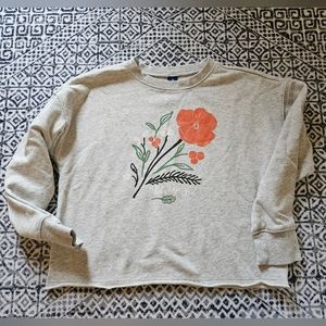 Old Navy Cropped Girls Sweatshirt with Flowers,  Size Medium, Crewneck